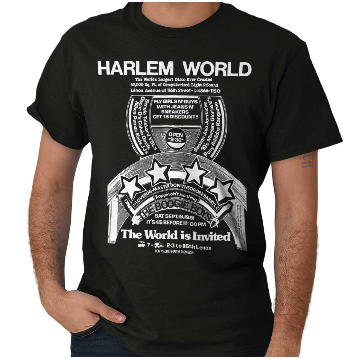 A black-and-white graphic showing the influence of rap's golden era in Harlem, the birthplace of hip-hop.