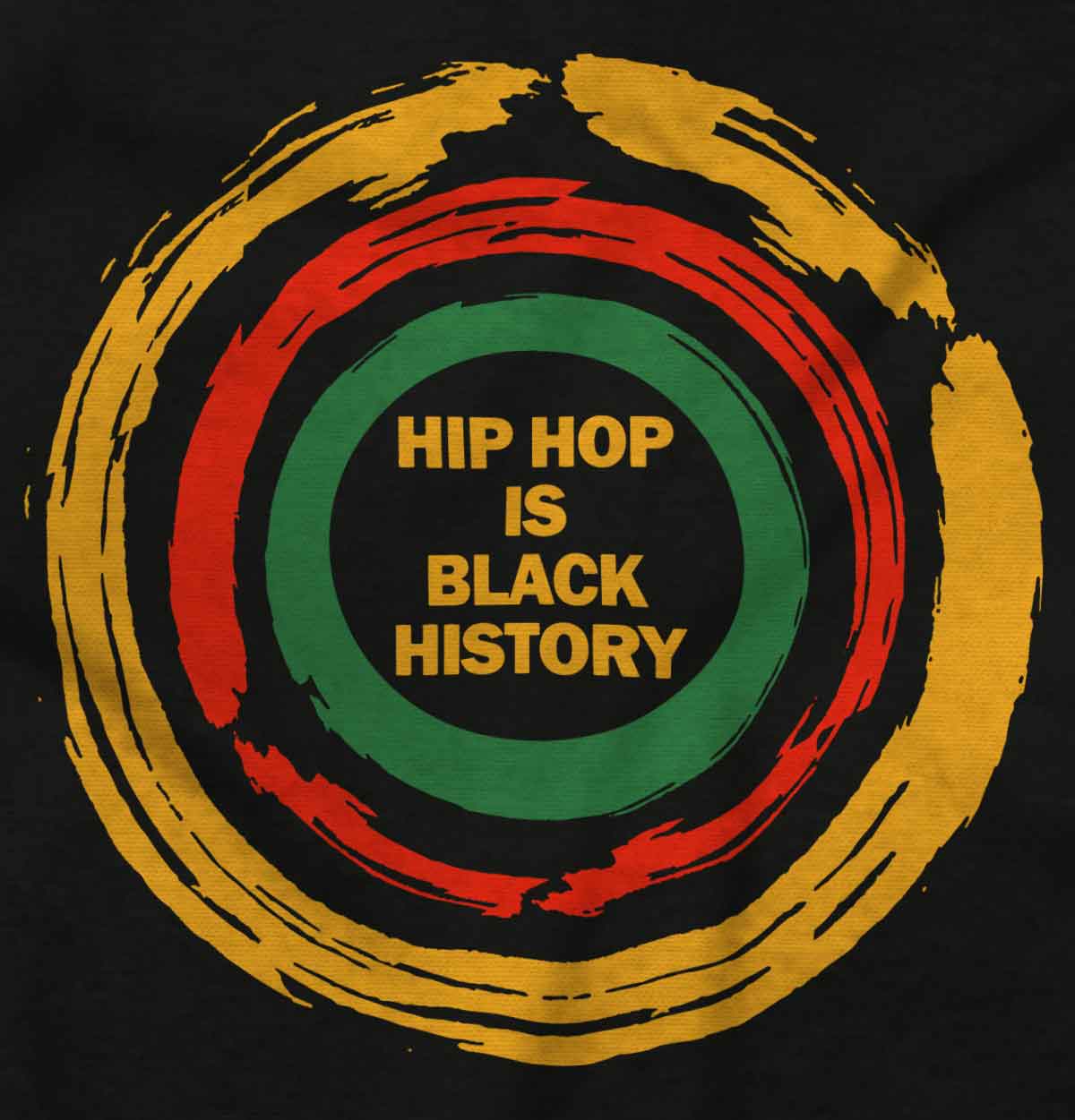 This artwork represents the rich history and significant contributions of African Americans in the form of Hip Hop. With its bold brush-painted rings, it emphasizes the deep impact of African-American culture.