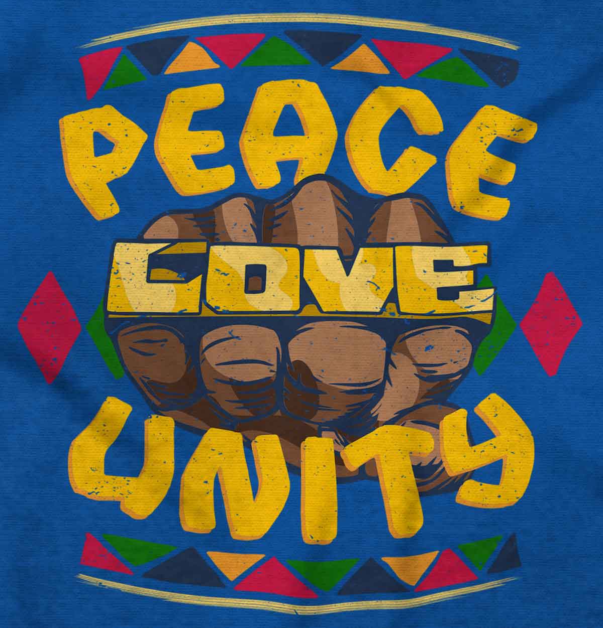 A lively fabric design with a Caribbean influence that embodies love, peace, and unity and promotes embracing love and unity in a world that needs it, symbolizing harmony and the vibrant vibes of hip-hop culture.