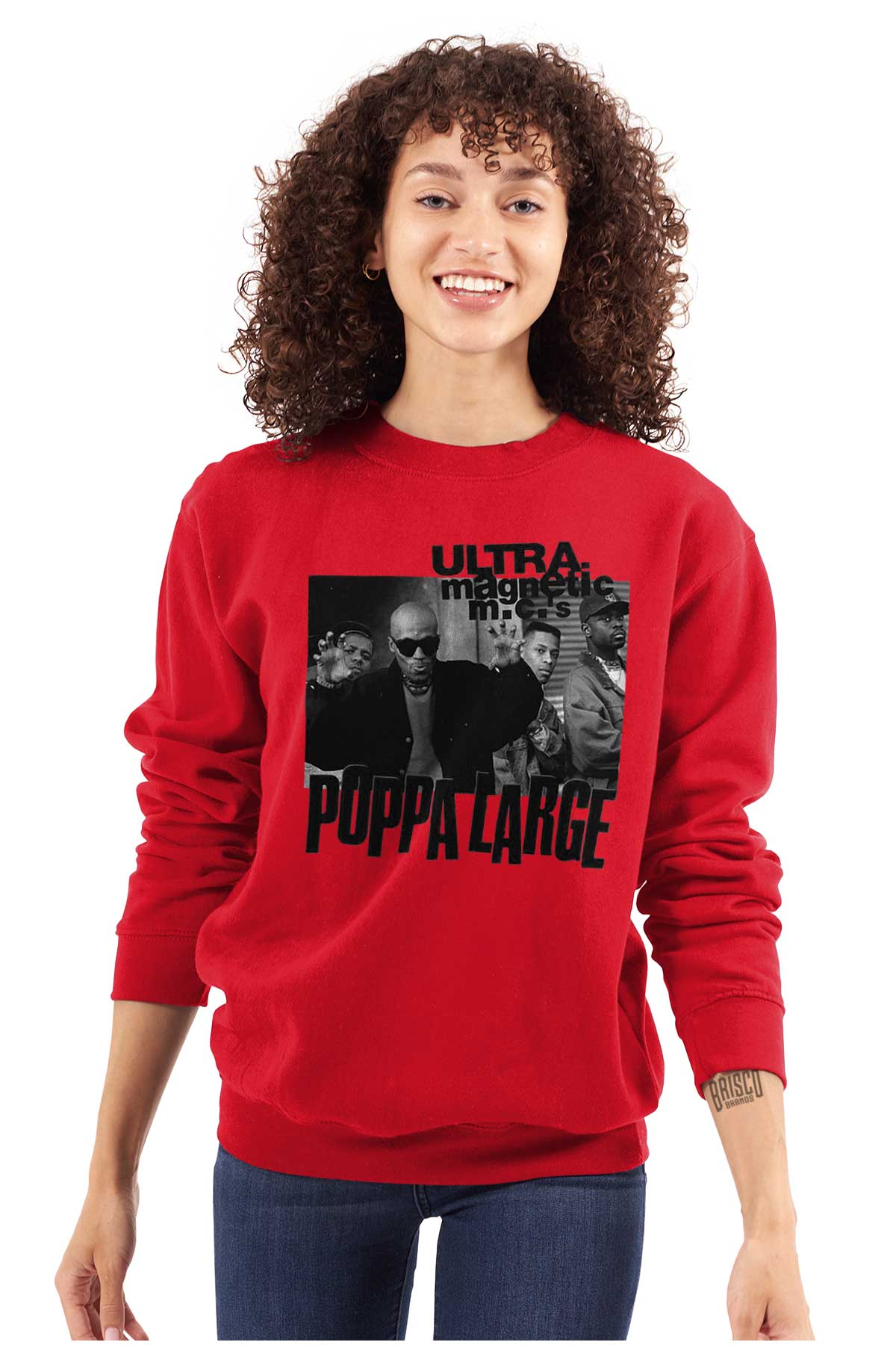 This image is a poster from the 90s hip-hop era featuring the iconic crew, Ultra Magnetic M.Cs. The design boldly showcases four influential figures with their names in the background.