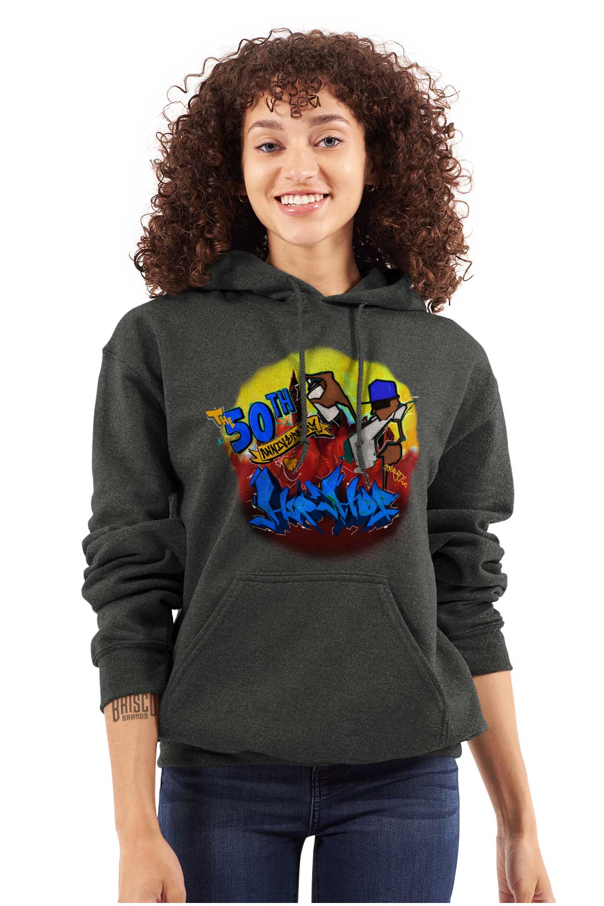 This vibrant graffiti art design commemorates 50 years of hip hop, capturing its history and energy, allowing you to carry the essence of hip hop with you.