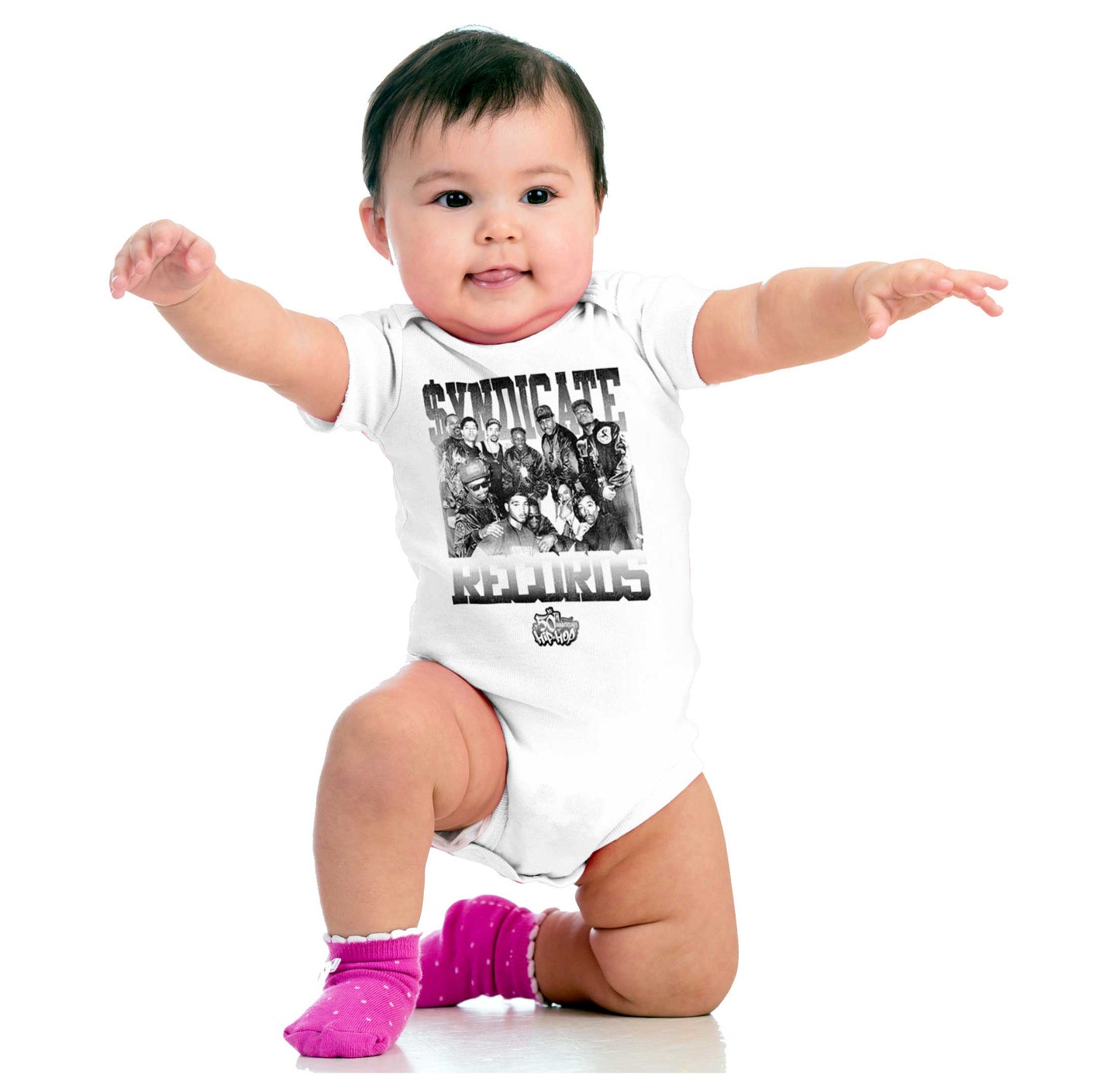 This picture features a black and white shirt with the 50th anniversary logo of Hip Hop, honoring its pioneers and the spirit of the culture.