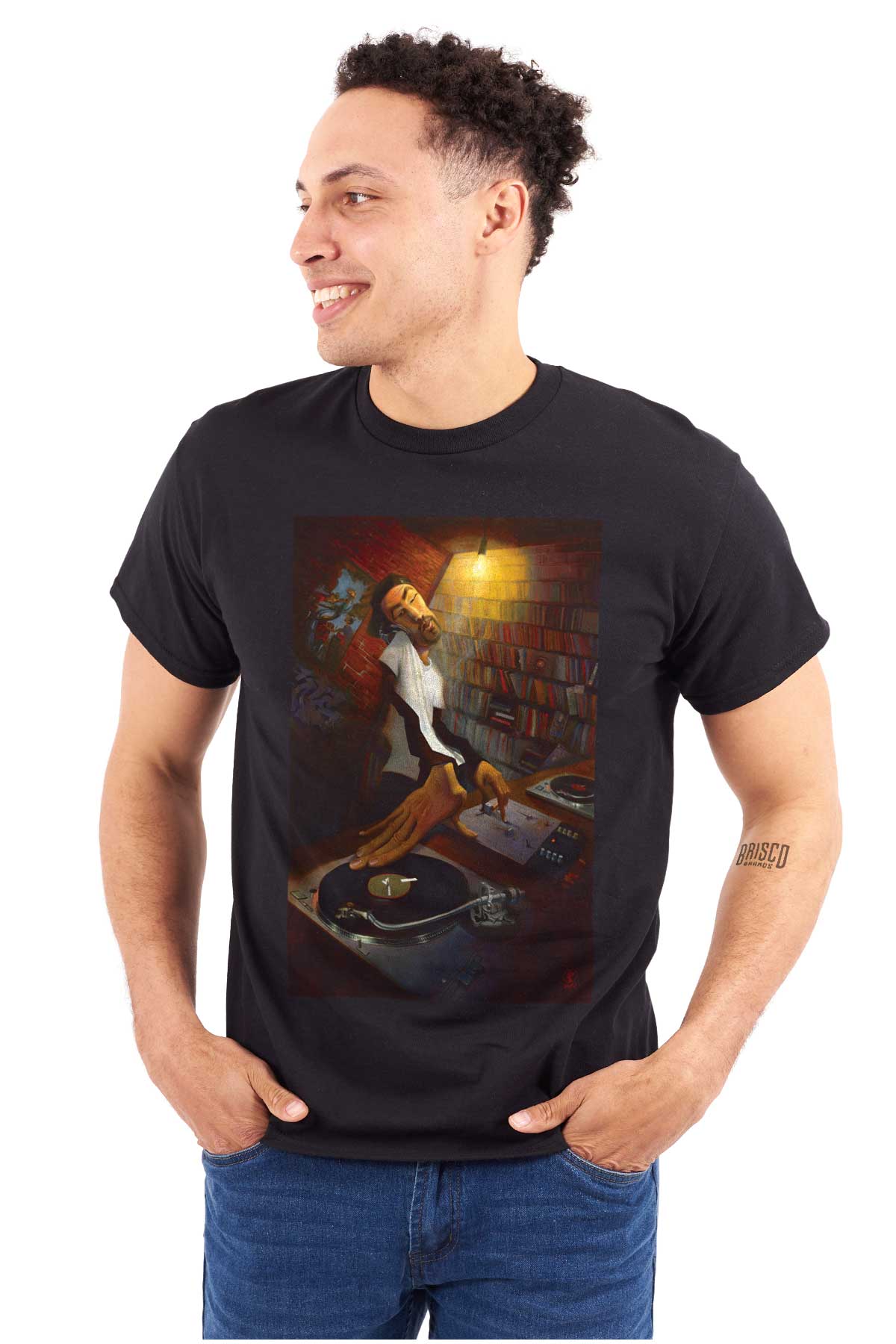 A vibrant oil painting that captures the passion and excitement of a music-filled atmosphere made by a DJ on his booth, inviting you to dance and feel the rhythm of life.