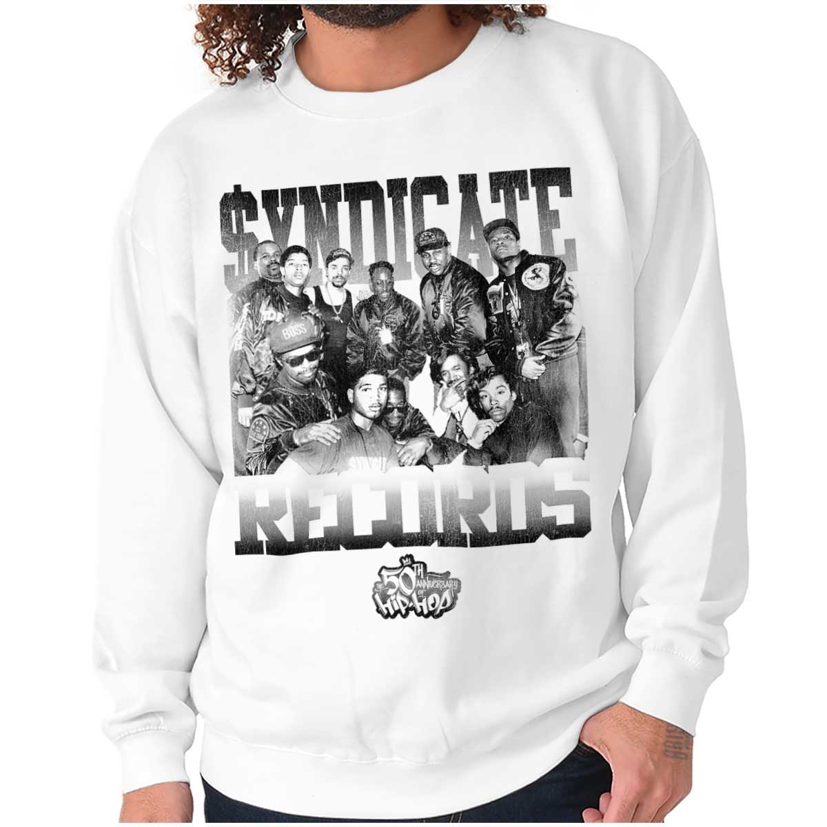 This picture features a black and white shirt with the 50th anniversary logo of Hip Hop, honoring its pioneers and the spirit of the culture.