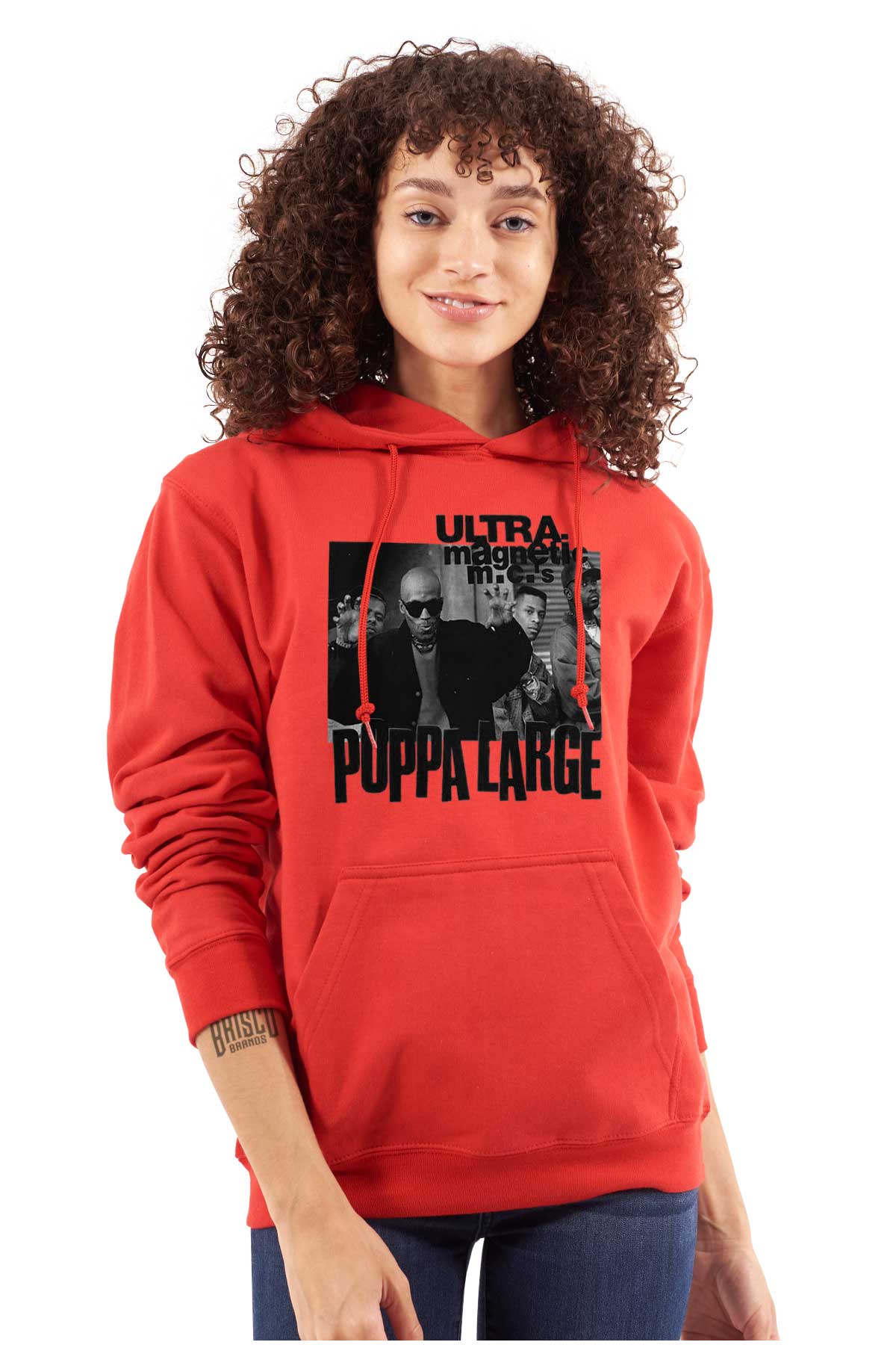 This image is a poster from the 90s hip-hop era featuring the iconic crew, Ultra Magnetic M.Cs. The design boldly showcases four influential figures with their names in the background.