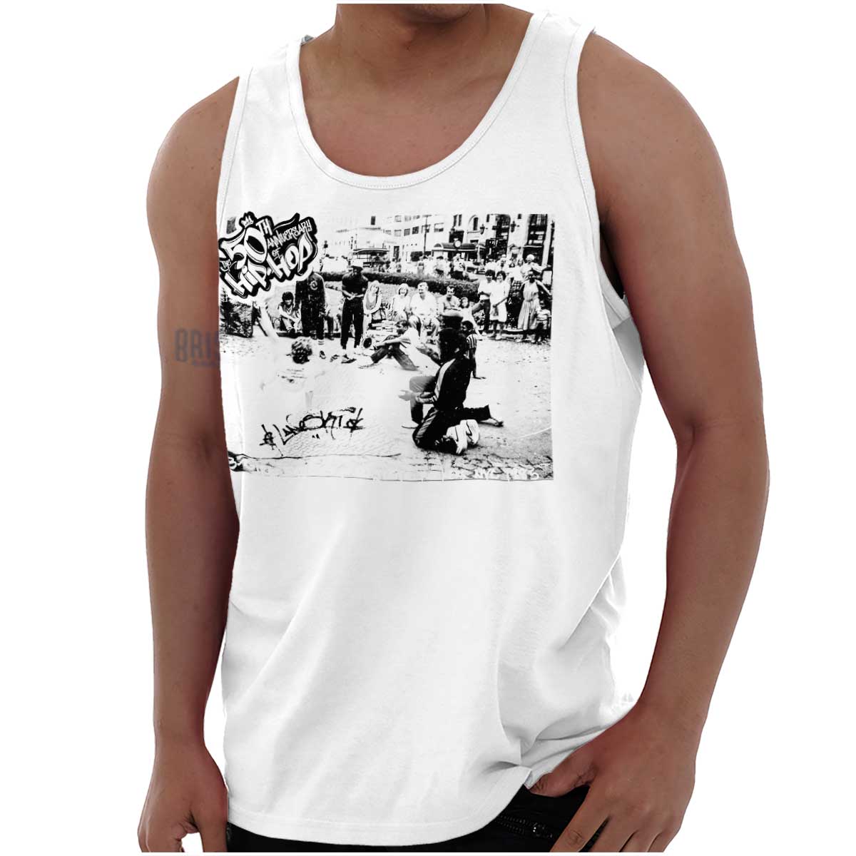 The image of B-Girl Laneski performs her iconic 'Thomas Flair' move in 1985 New York City, impressing the crowd and honoring breakdancing pioneers.