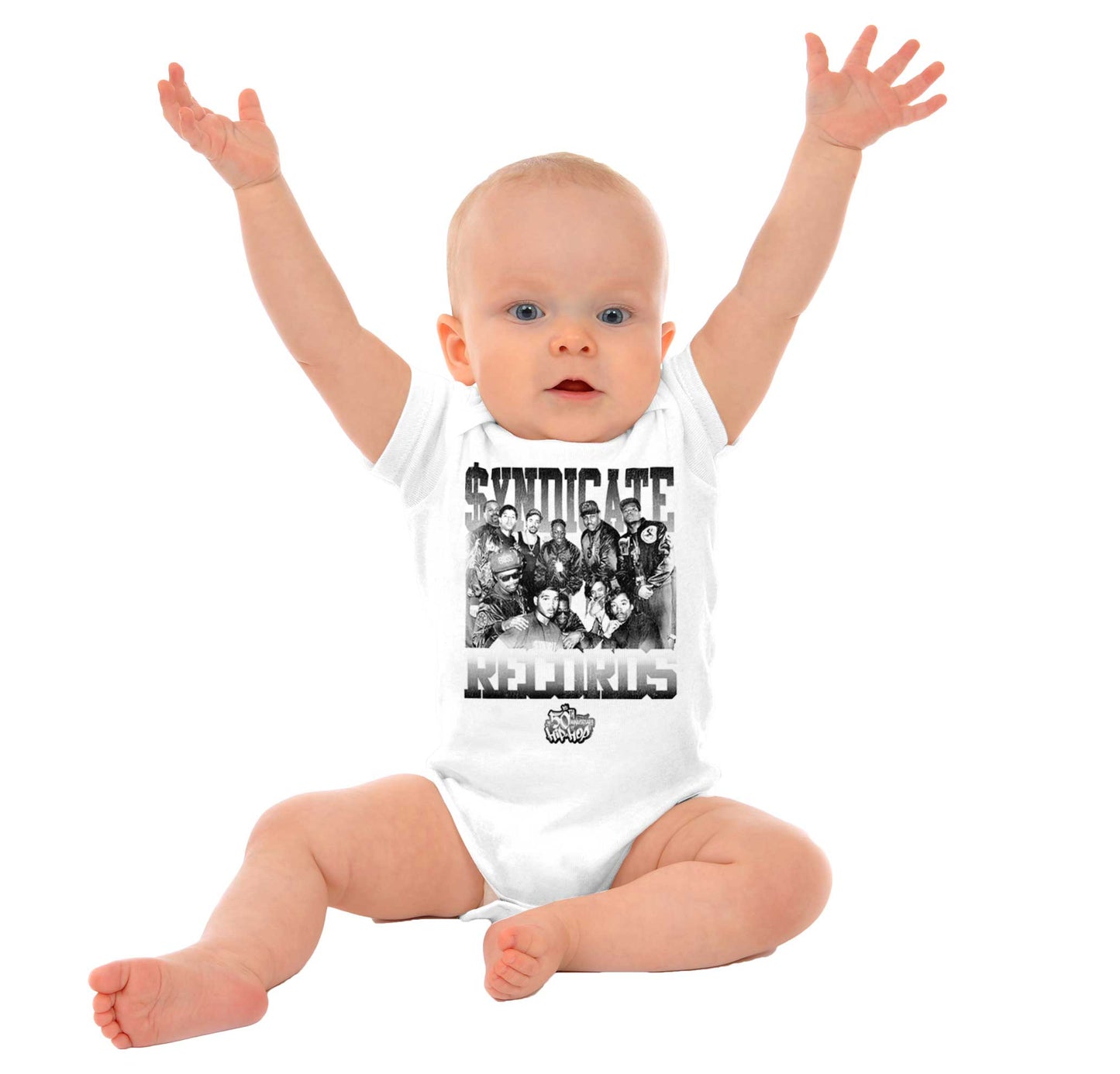 This picture features a black and white shirt with the 50th anniversary logo of Hip Hop, honoring its pioneers and the spirit of the culture.
