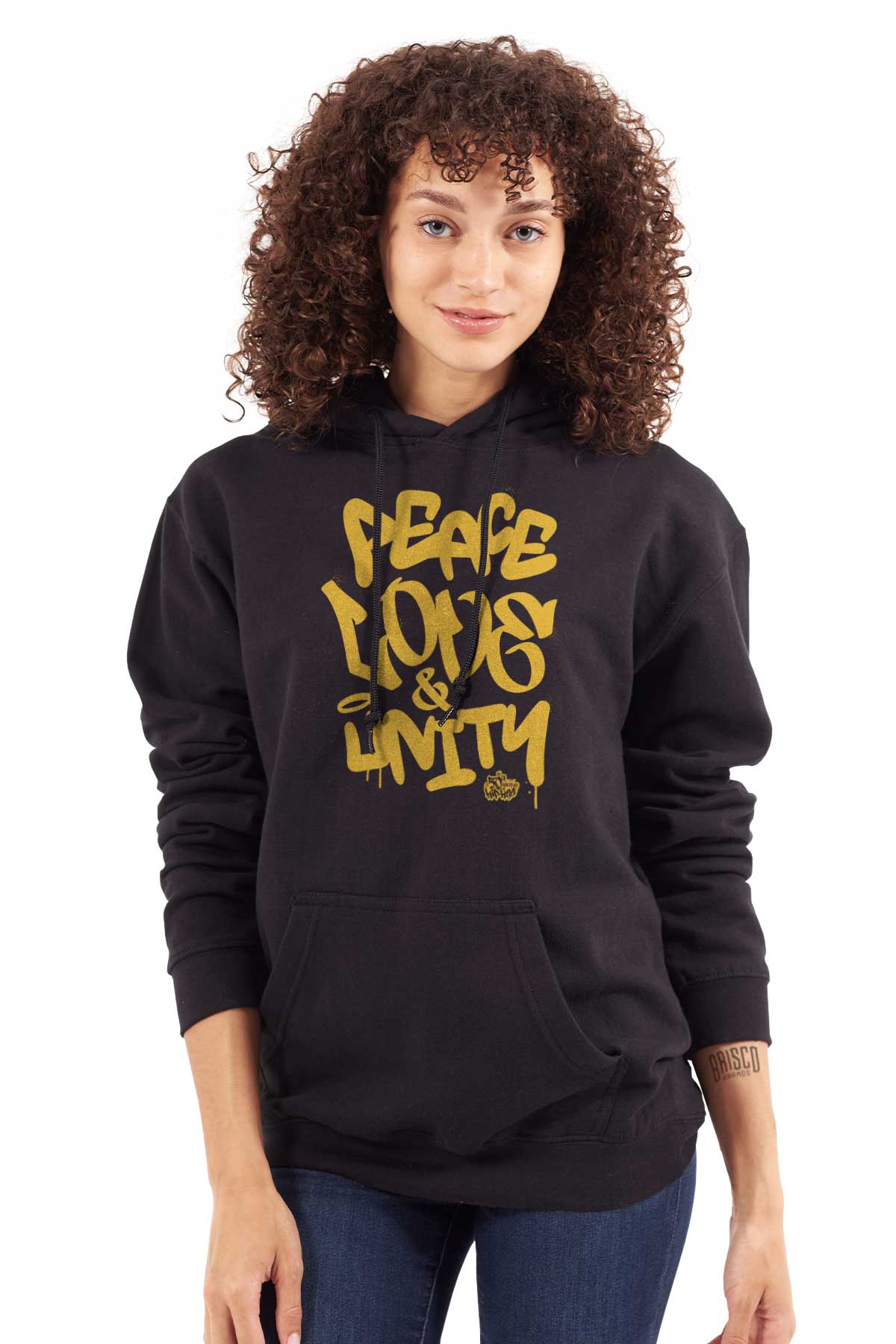 The image showcases a yellow graffiti art with a logo representing the 50th anniversary. It promotes peace, love, unity, and diversity in the city streets, carrying a message of positivity and embracing our history.