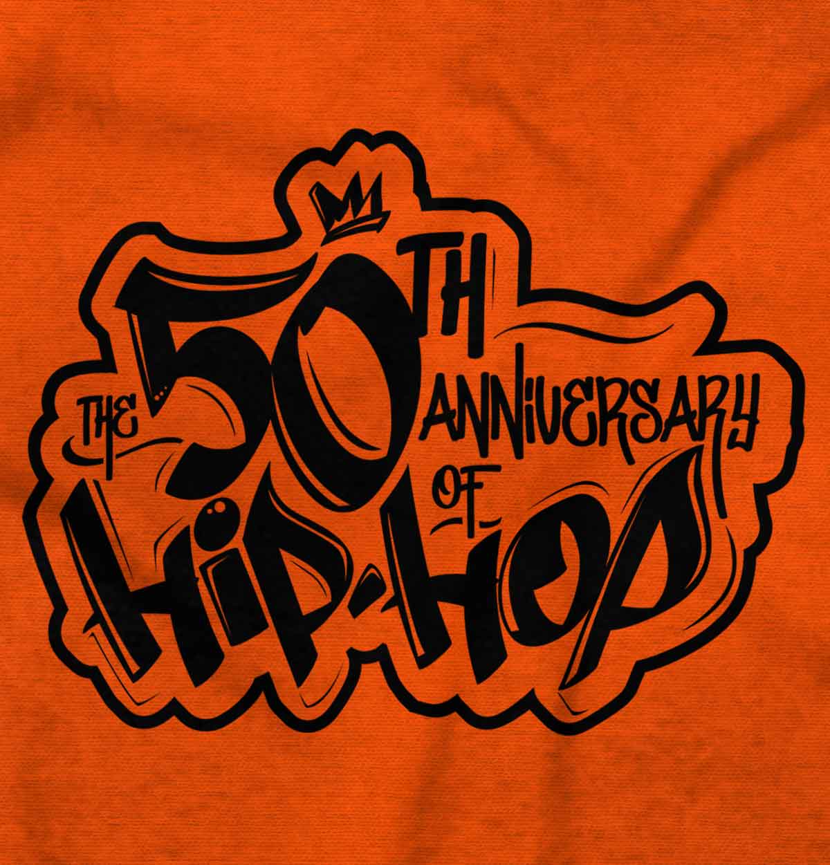 This shirt features a design inspired by urban art with a DJ mixing music and speakers playing. It's a celebration of 50 years of hip-hop and pays homage to its roots.