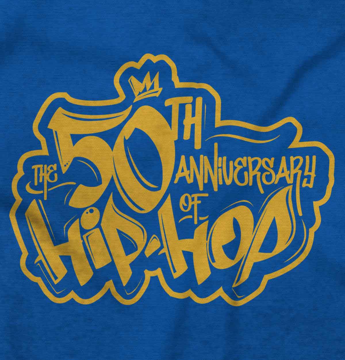 This image pays tribute to the origins and influence of hip-hop, celebrating fifty years of vibrant music and dance that originated in urban areas, symbolized by a city skyline, capturing the spirit and lasting impact of the genre.