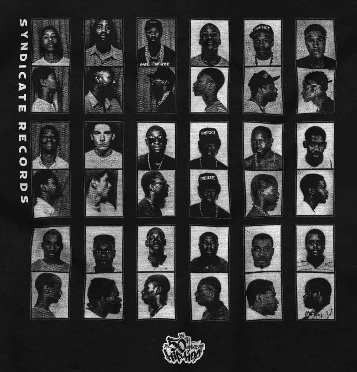 This image showcases the mugshots of many Hip Hop legends and artists. Immerse yourself in the beats, rhymes, and stories that shaped a generation.