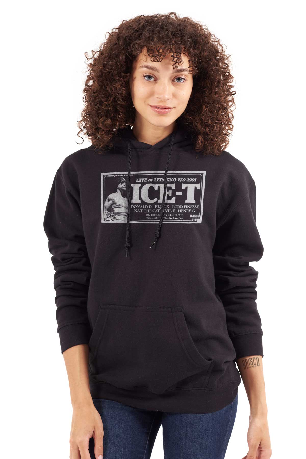 This design is a tribute to a 1991 concert with Ice-T, featuring a picture of him and celebrating the influential early '90s hip-hop era, perfect for showing appreciation to hip-hop pioneers.