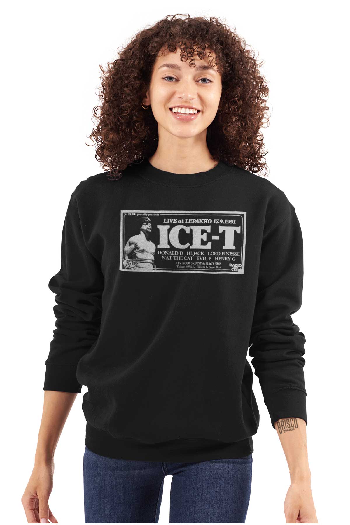 This design is a tribute to a 1991 concert with Ice-T, featuring a picture of him and celebrating the influential early '90s hip-hop era, perfect for showing appreciation to hip-hop pioneers.