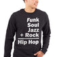 This design represents the coming together of different sounds to create the rhythm and soul of hip hop.