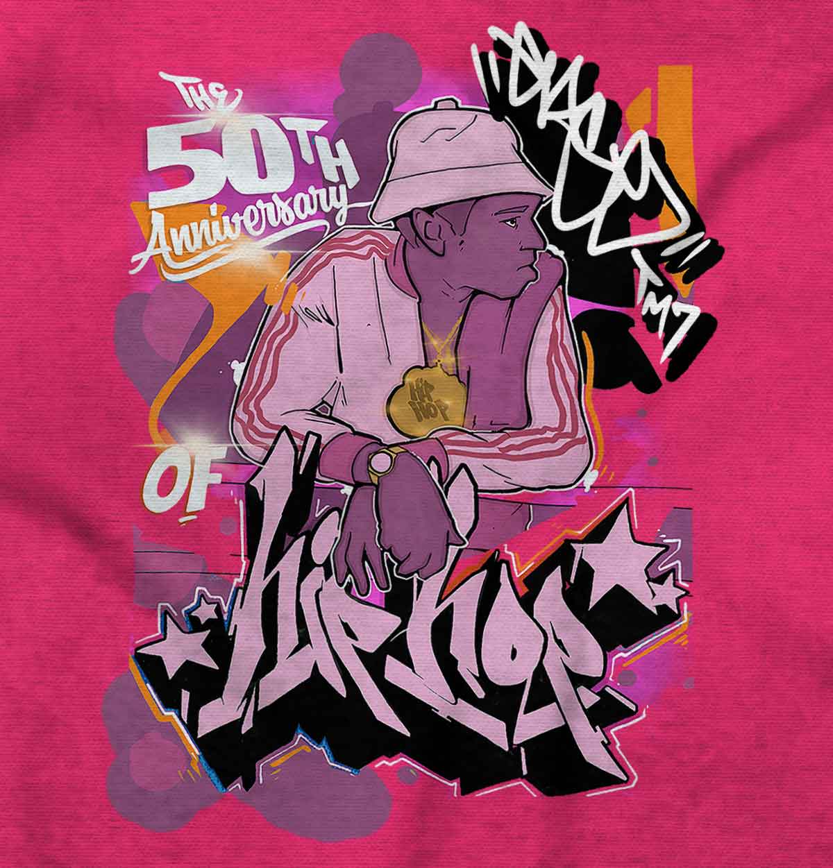 A colorful graffiti art piece that embodies the spirit of hip-hop culture. A tribute to the pioneers of the genre, this design captures the energy and soul of hip-hop.