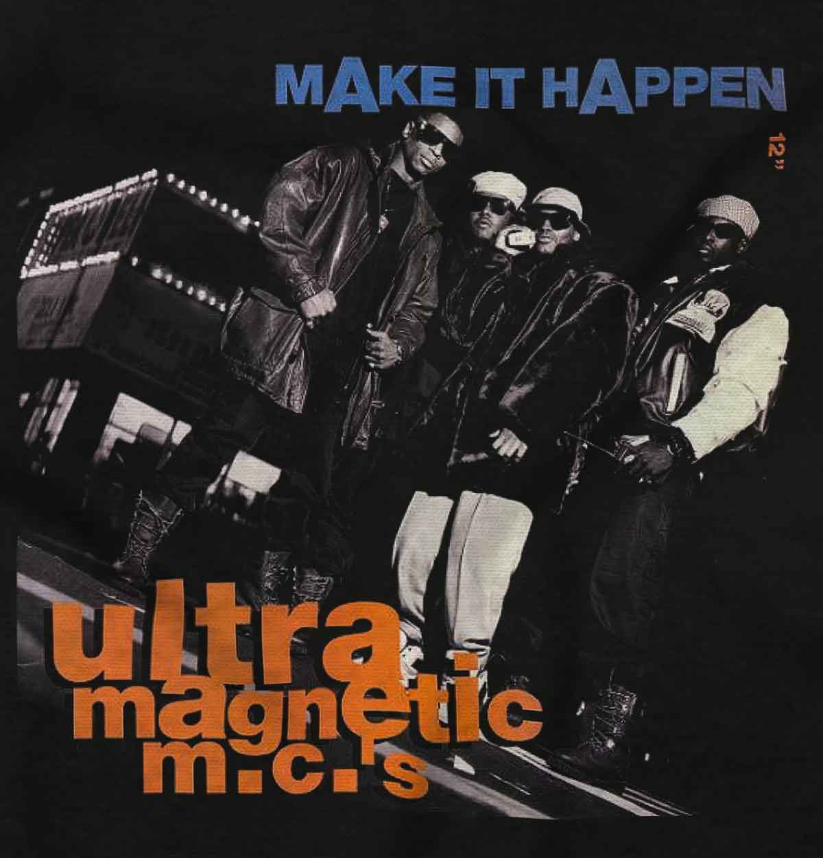This image showcases the influential Ultramagnetic MCs, a hip hop crew from the Bronx, capturing their iconic style and representing the determination and hustle of hip hop culture.