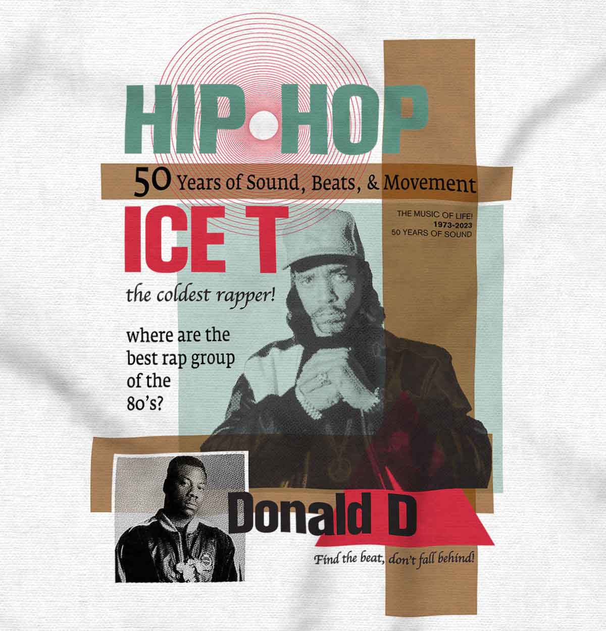 This image shows Ice T and Donald D, influential artists from the 80s Rhyme Syndicate group, help you find the rhythm.