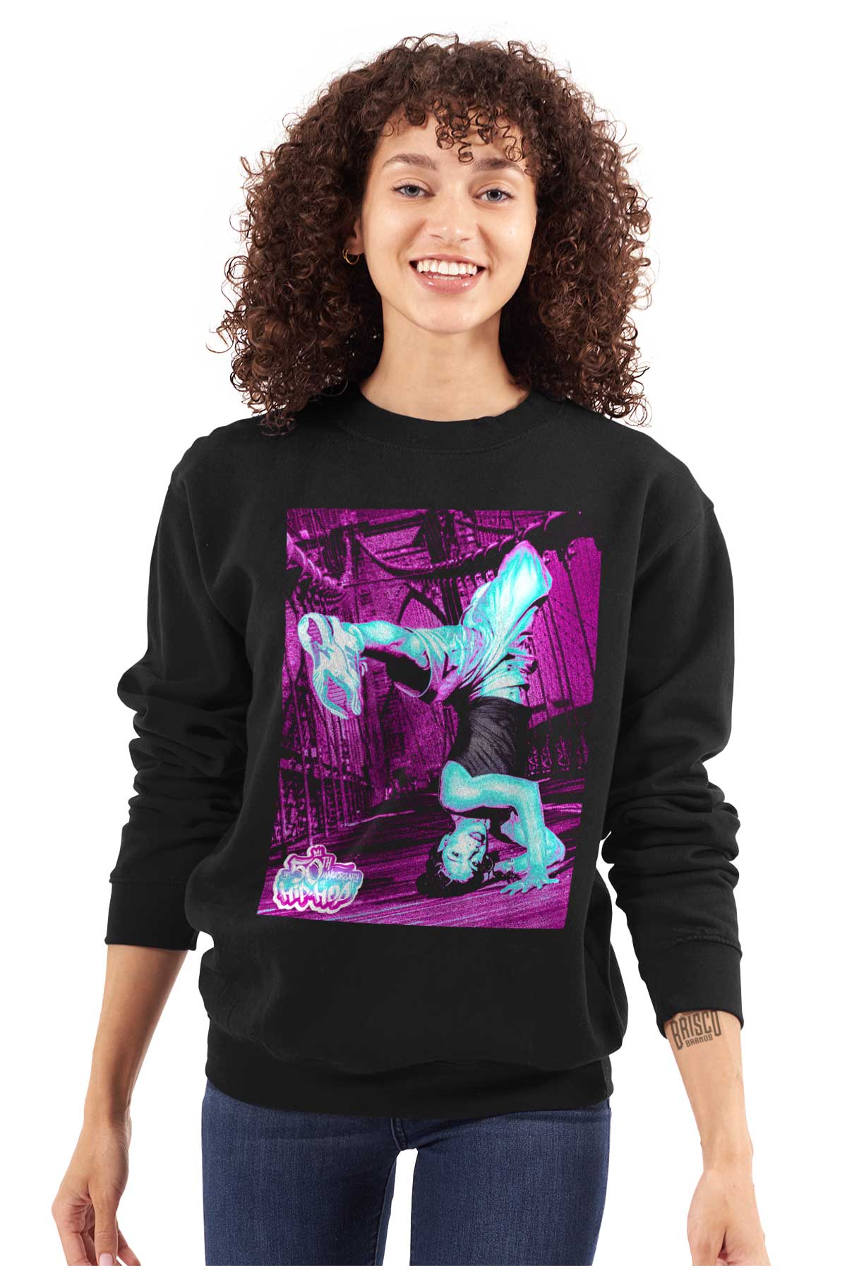 This design shows Ana Garcia Rokafella in a break dance move.