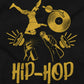 This artwork represents the essence and history of hip-hop culture through visual symbols and a dignified vibe.