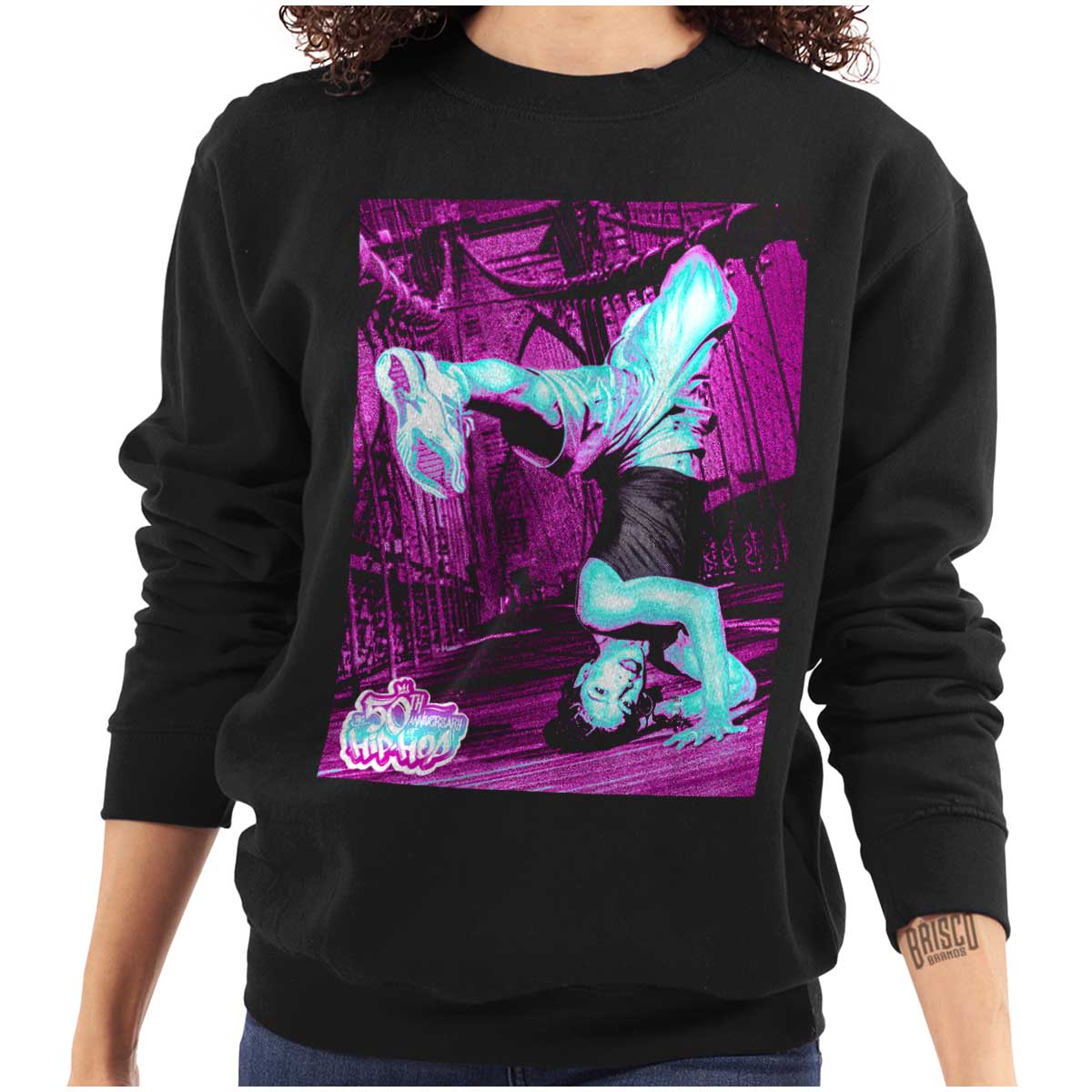 This design shows Ana Garcia Rokafella in a break dance move.