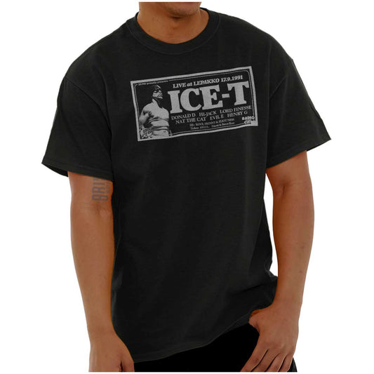 This design is a tribute to a 1991 concert with Ice-T, featuring a picture of him and celebrating the influential early '90s hip-hop era, perfect for showing appreciation to hip-hop pioneers.