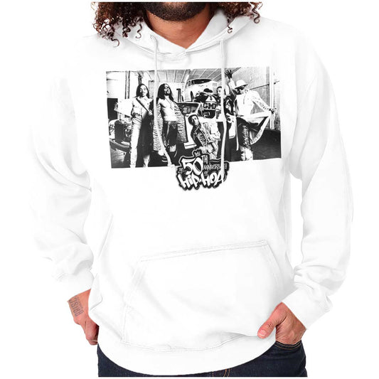 This picture symbolizes the strength and unity of hip-hop pioneers, representing a cultural revolution and global movement, with a resilient garment embodying the spirit of hip-hop.