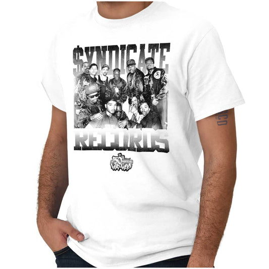 This picture features a black and white shirt with the 50th anniversary logo of Hip Hop, honoring its pioneers and the spirit of the culture.