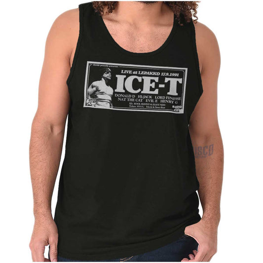 This design is a tribute to a 1991 concert with Ice-T, featuring a picture of him and celebrating the influential early '90s hip-hop era, perfect for showing appreciation to hip-hop pioneers.